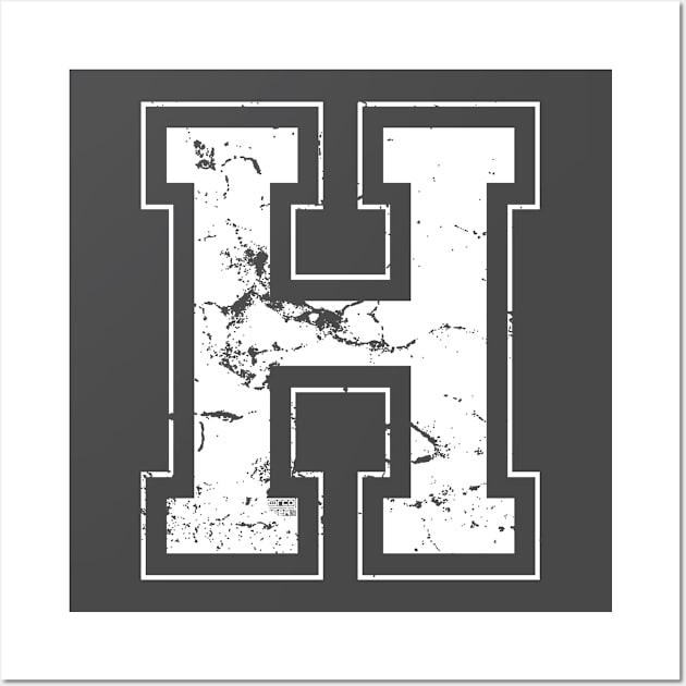 Initial Letter H White Jersey Sports Athletic Player Wall Art by porcodiseno